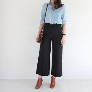 Everlane Wide Leg Crop Pant Black 6